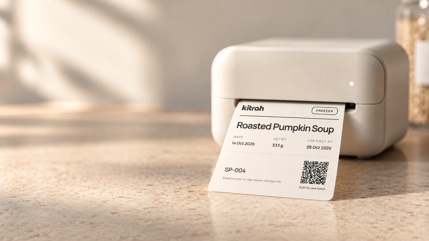 Kitrah connected kitchen concept with its app and labeled food containers
